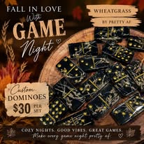 Black Wheatgrass resin dominoes with gold pips