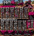 Pretty AF Customs dirt bike laser-engraved tumblers, girls and guys dirt collections with name and number examples